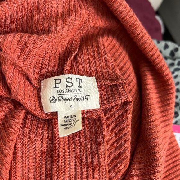 NWT PROJECT SOCIAL T Orange‎ Ribbed Hooded Sweater (XL) - Picture 6 of 8